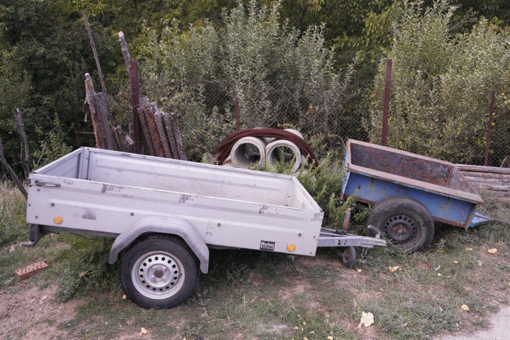 Martz trailer and blue utility trailer