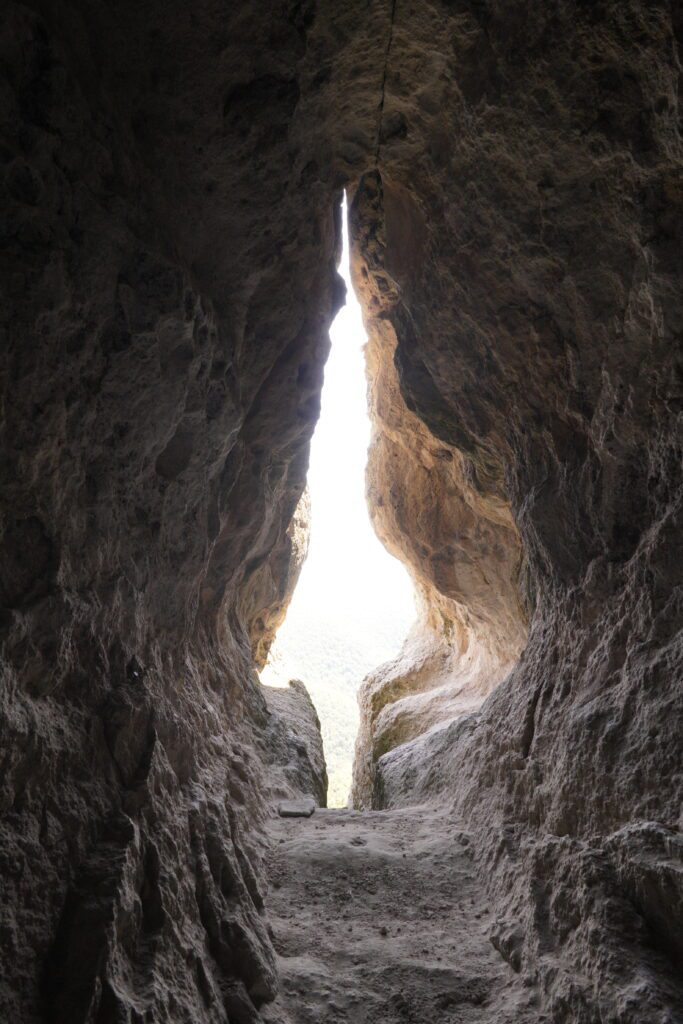 View out through a rock crevice