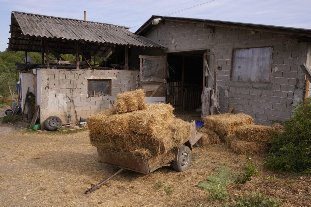 Hay trailer at the barn