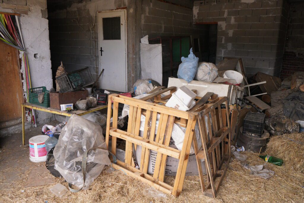 Cluttered farm storeroom