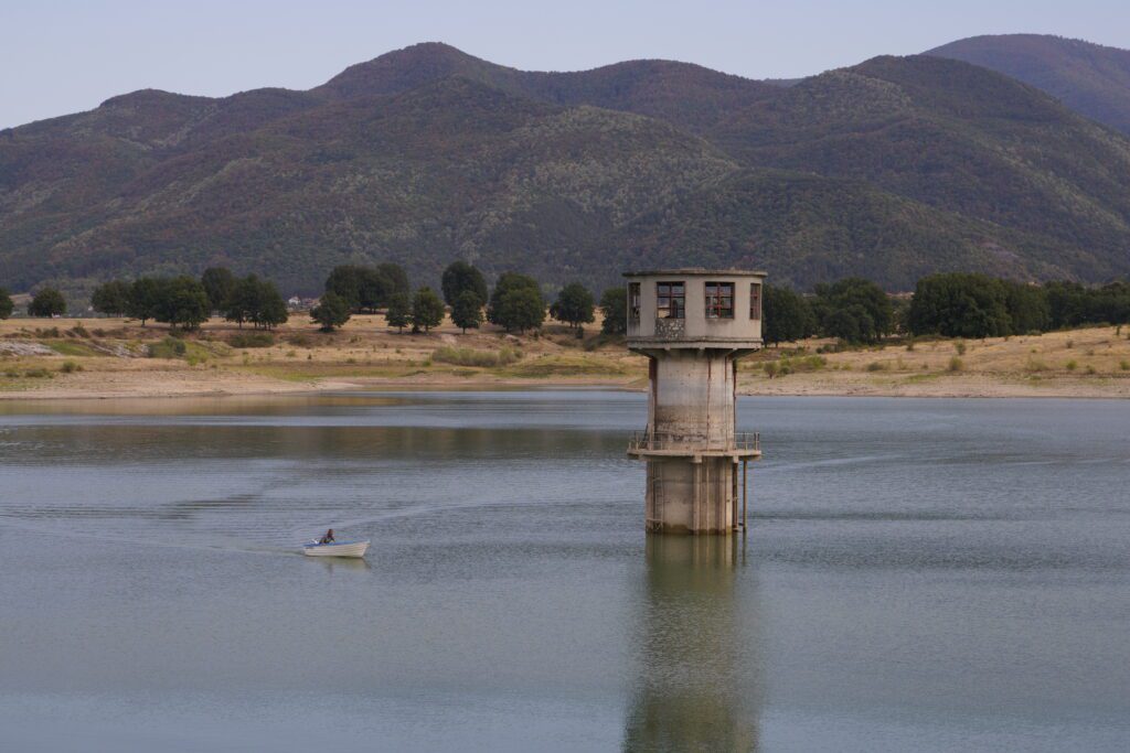 Intake tower and small boat