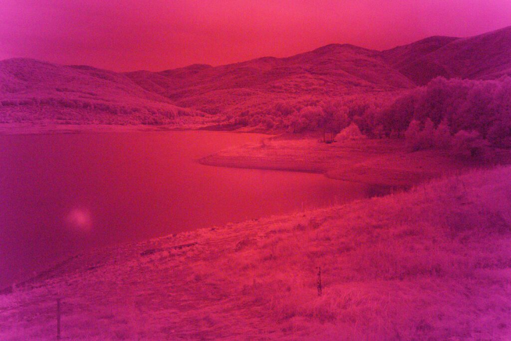 Infrared pink lake view