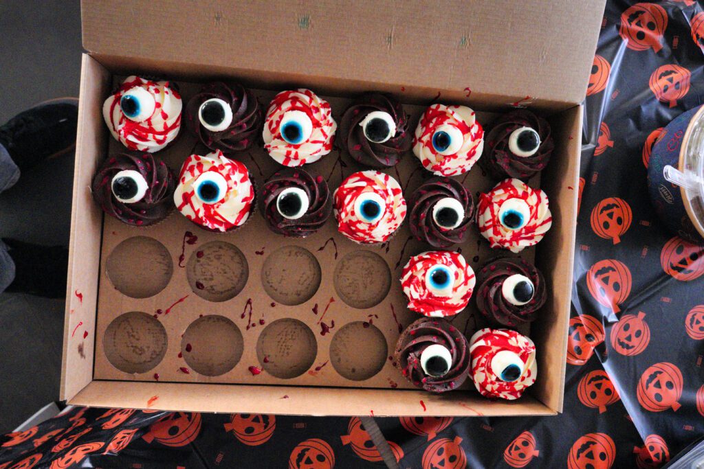 Eyeball cupcakes in bakery box