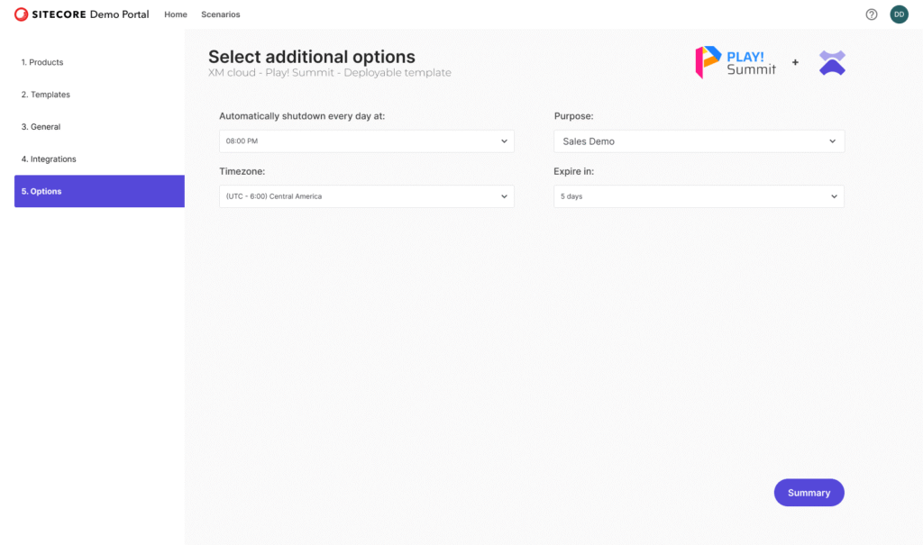 Options - Sales demo default