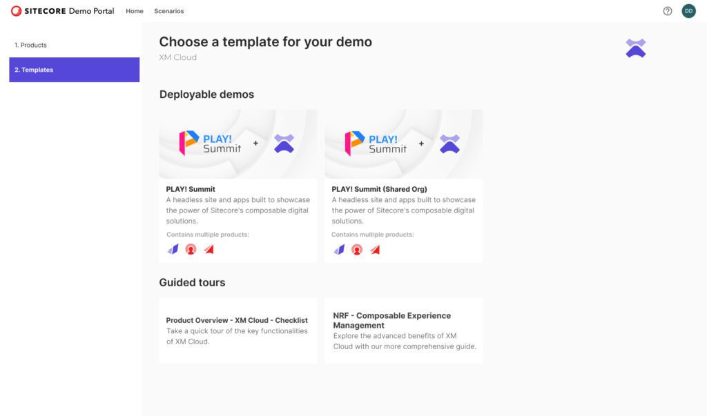 Select a demo template