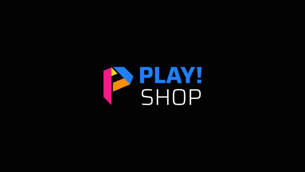Play!Shop commerce demo logo: pink, yellow and blue P on black